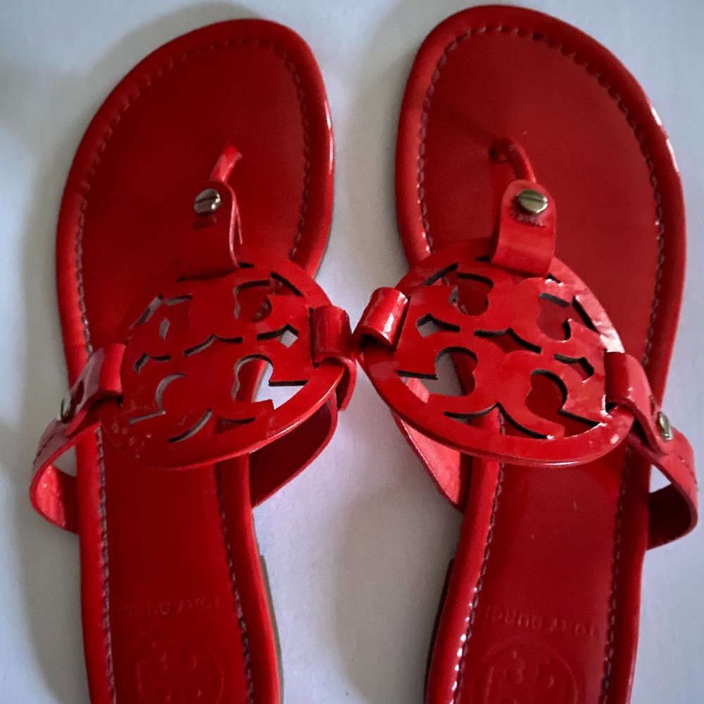 Tory Burch Miller Sandals Red Patent Leather…